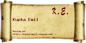 Kupka Emil névjegykártya
